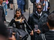 Cardi B and Offset at the Balenciaga Haute Couture Fall/Winter 2023/2024 show in July 2023. (Image via Getty)